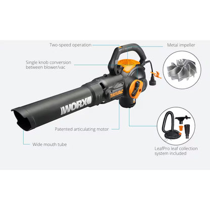 Trivac 620-CFM 70-MPH Corded Electric Handheld Leaf Blower